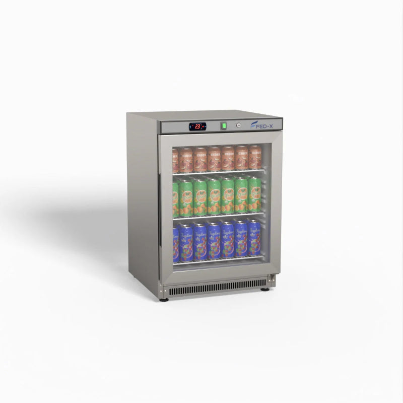 FED-X 130L Bar Fridge Glass Door - XR200SG with drinks