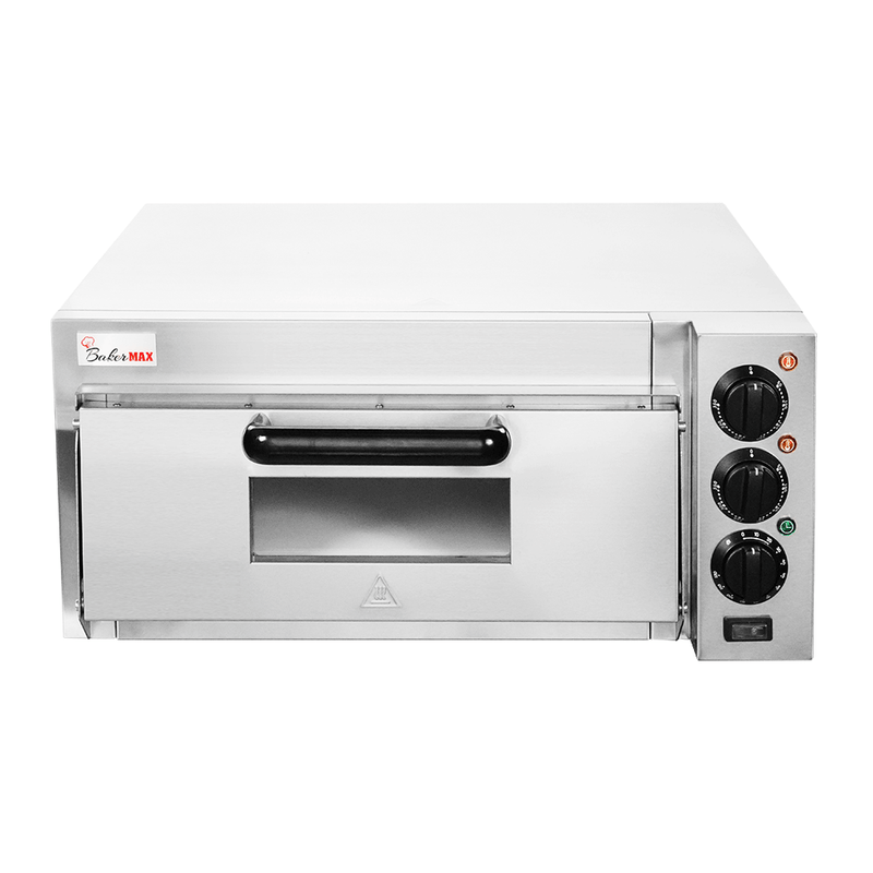 BakerMax EP-1T single deck countertop electric pizza oven, front view with door closed