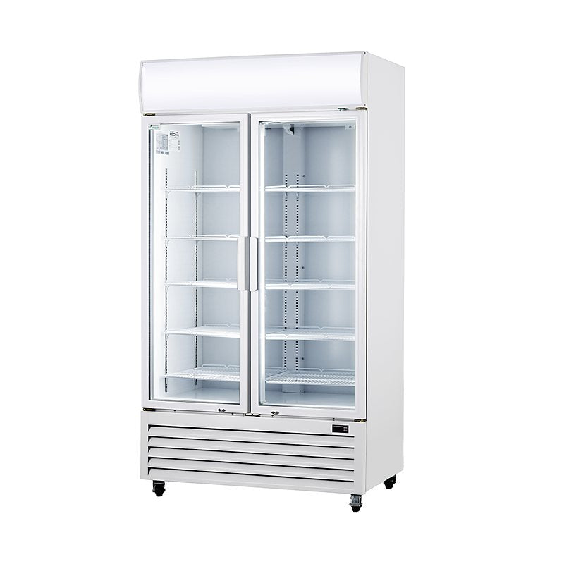Thermaster LG-1000P white two glass door drink fridge front view