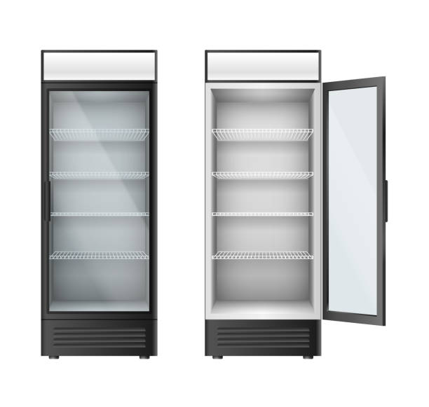 Commercial fridges in white or black front view