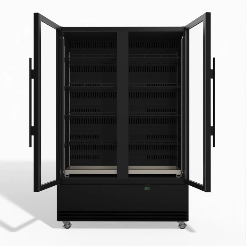 BME1200N-A BLACK FRONT VIEW OPEN DOORS