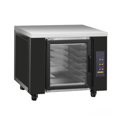 Commercial oven with a glass door on a white background