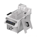Stainless steel deep fryer with digital control panel on a white background