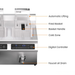 Stainless steel deep fryer with labeled parts on a white background