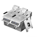 Stainless steel deep fryer with digital controls on a white background