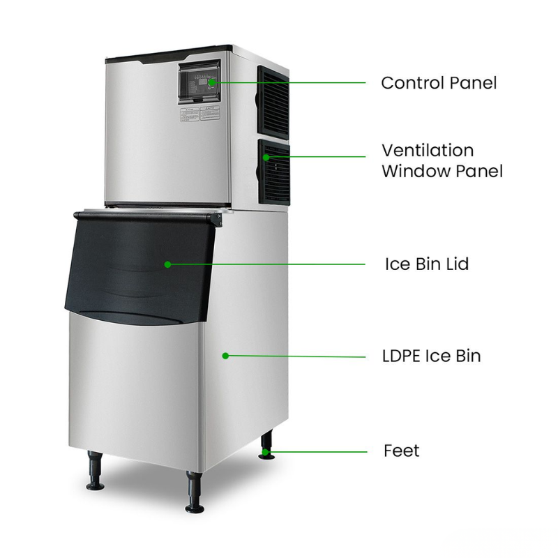 High-efficiency air-cooled ice maker for commercial use