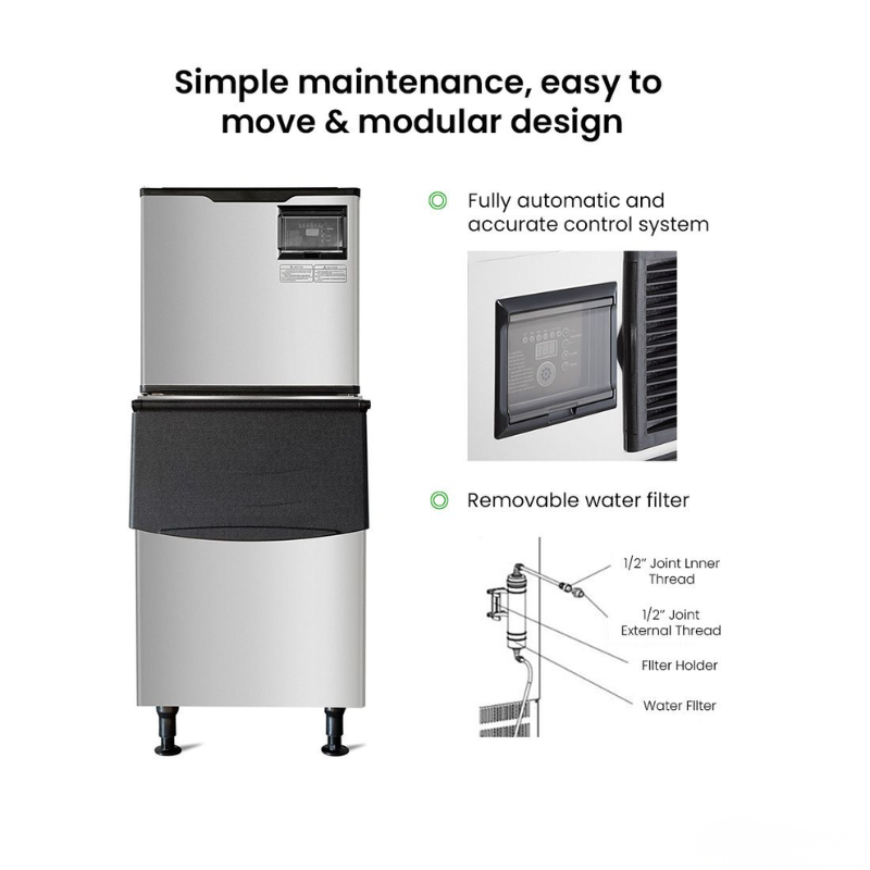 High-efficiency air-cooled ice maker for commercial use