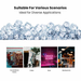 Ice cubes with text 'Suitable For Various Scenarios Ideal for Diverse Applications' and images of a convenience store, cafe, bar, and restaurant.