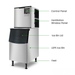 Ice machine with labeled parts on a white background