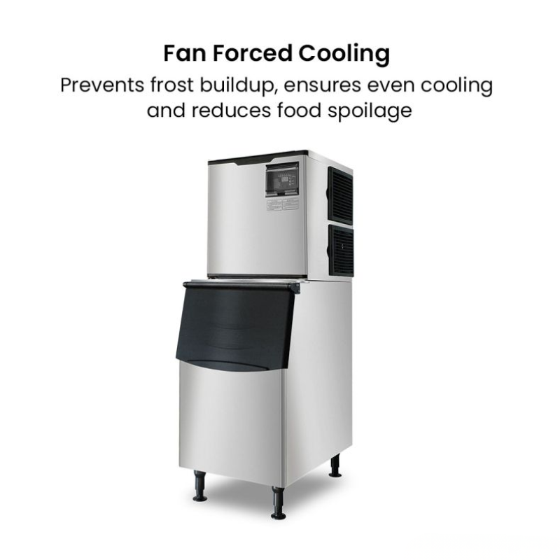 Fan forced cooling system for food storage with text on a white background