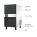 Ice machine with labeled parts on a white background