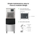 Ice machine with features highlighted on a white background