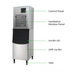 Ice maker with labeled parts on a white background
