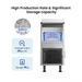 Ice machine with features highlighted on a white background