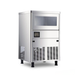 Stainless steel ice maker on a white background