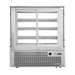 Commercial freezer with glass door on a white background