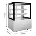 Display case with dimensions indicated on a white background