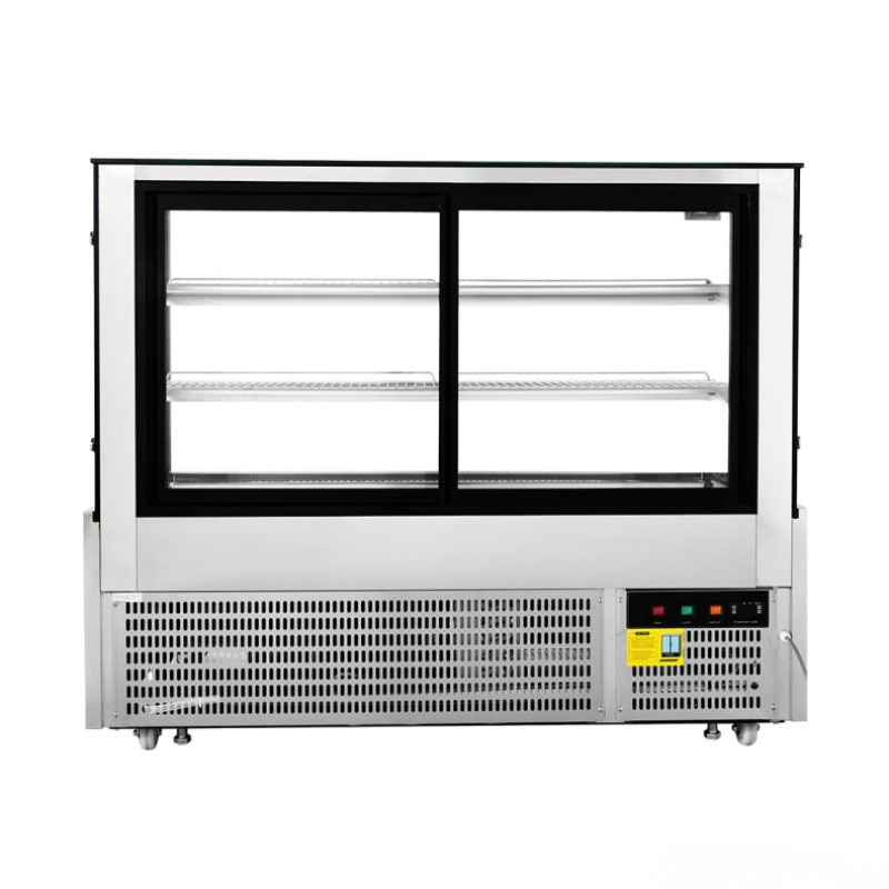 Commercial refrigerator with glass door on a white background