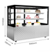 Display case with cakes and dimensions labeled on a white background