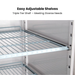 Triple tier shelf with adjustable shelves in a kitchen setting