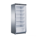 Commercial refrigerator with glass door on a white background