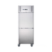 Stainless steel commercial refrigerator on a white background