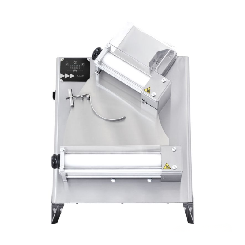 Metallic machine with digital display on a white background