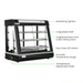 Display case with labeled features on a white background
