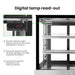 Bonvue SG120FA-2XB digital temperature read-out mounted at the top of the cabinet, with a close-up of the display