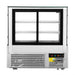 Bonvue SG120FA-2XB rear view showing the sliding glass doors for staff access, ventilation grille and control panel in the base