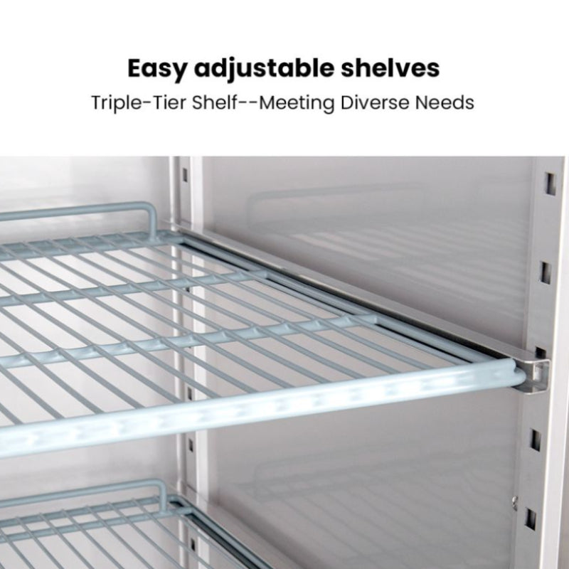 Stainless Steel Two Full Door Upright Fridge – XURC1200SFV shelves