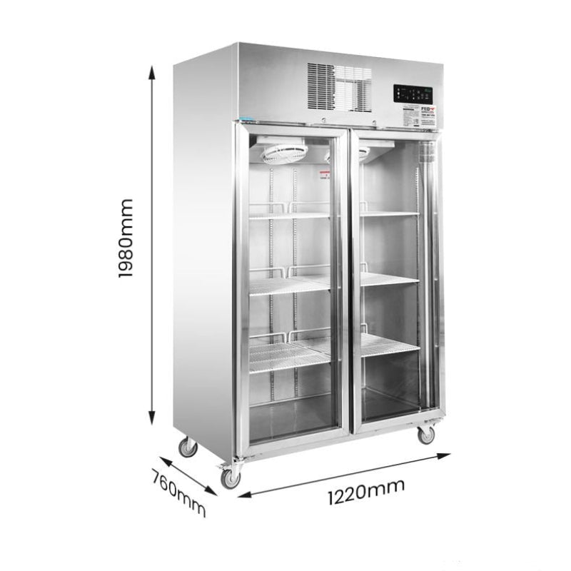 Thermaster Double Door Upright Display Fridge - SUCG1000 dimensions