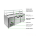 Commercial refrigeration unit with features highlighted on a white background