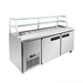Commercial refrigeration unit with glass display top on a white background