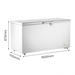 White freezer with dimensions labeled on a white background