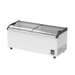White display freezer with glass front on a white background