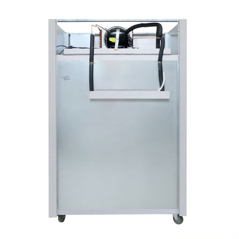 Metallic rolling cart with a frosted glass panel on a white background