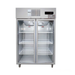 Commercial refrigerator with glass doors on a white background