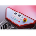 Control panel of a machine with buttons and display on a red background