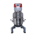 Stainless steel dough mixer with a red top on a white background