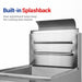 Gasmax VP122 close-up of the built-in rear splashback with basket hanger rails