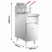Gasmax VP122 deep fryer with dimensions: 1298 mm high, 400 mm wide and 784 mm deep