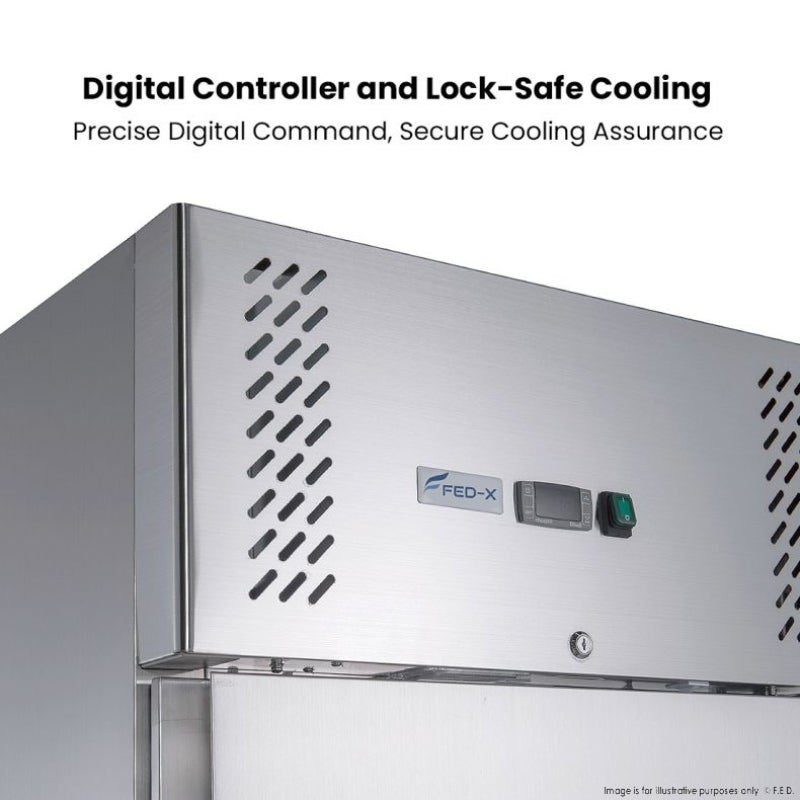 FED-X S/S Two Door Upright Fridge - XURC600S1V led display