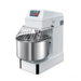 Bread dough mixer with a white exterior and metal bowl on a white background