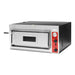 BakerMax Black Panther EP-2-1E stone deck pizza oven, angled view from the right showing the controls and side vents
