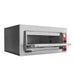BakerMax Black Panther EP-2-1E stone deck pizza oven, side view with the door open showing the oven chamber