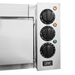 BakerMax EP-1T single deck countertop electric pizza oven, close-up of the temperature and timer control knobs
