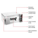 BakerMax EP-1T single deck countertop electric pizza oven with labelled features including stainless steel body, controls and indicator lights