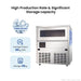 Blizzard SN-81B ice maker output: 22 mm cube ice, average 80 kg of ice per 24 hours and 30 kg storage capacity