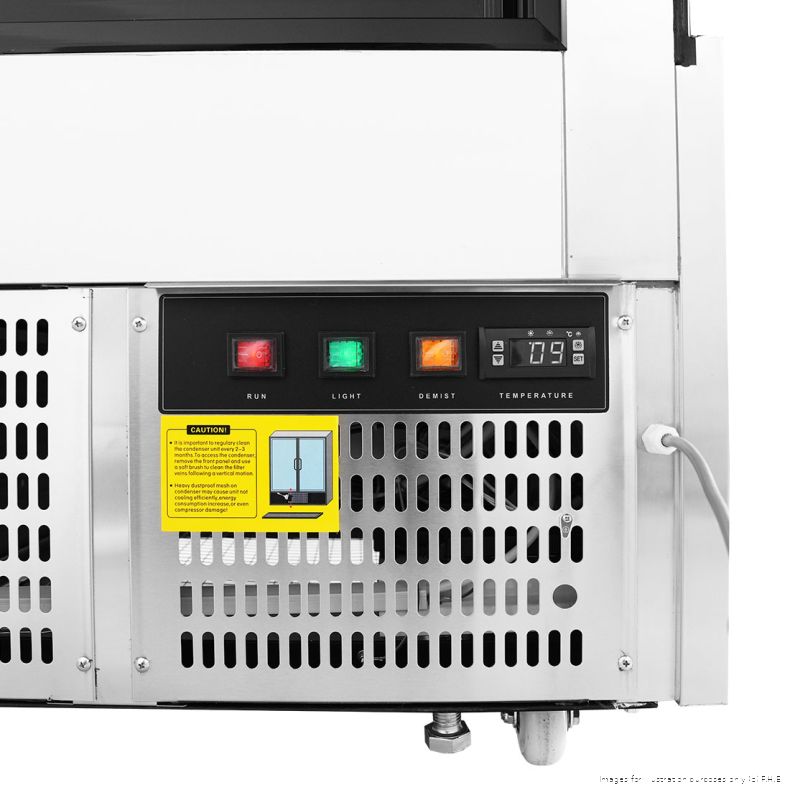 Bonvue SG200FA-2XB control panel with red, green and orange switches and a digital temperature display above the vented base